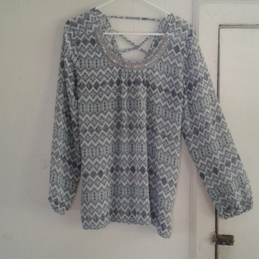 Long elastic end sleeve dressy blouse